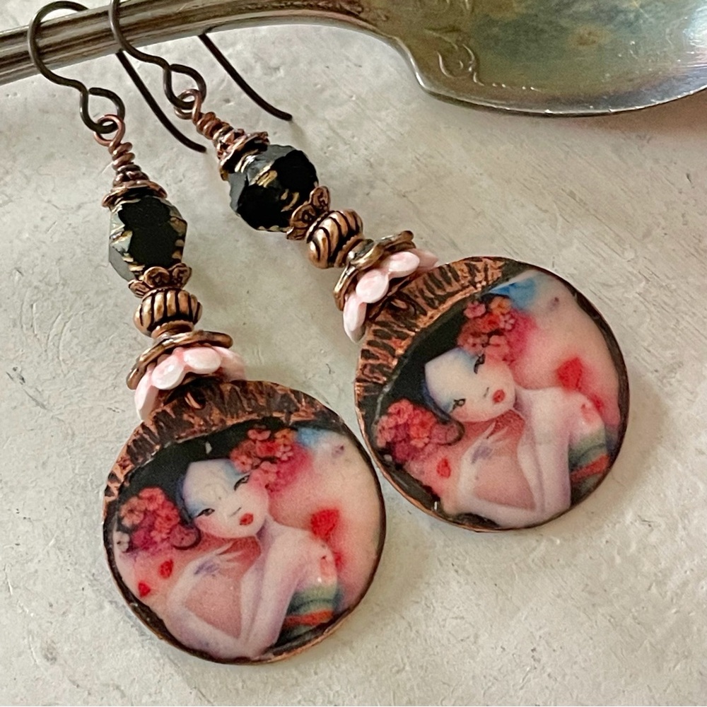 ARTISAN Earrings “Sakura Dreamscape” - Dangles - Picture 6 of 10